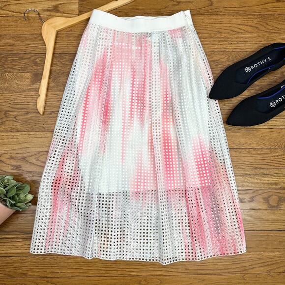 Elie Tahari White & Pink Netting Skirt - Picture 1 of 9